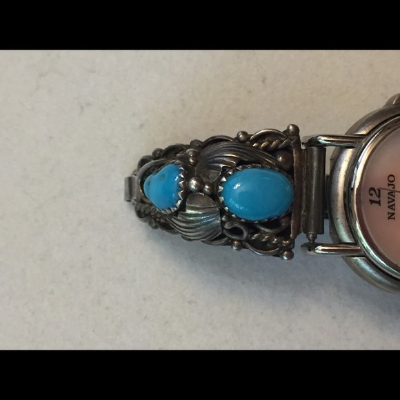 Vintage Navajo Silver Watch with Turquoise & MOP! - Picture 5 of 8